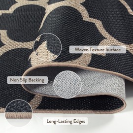 Lahome Moroccan Easy Jute Black Rug 5x7, Washable Outdoor Patio Rug for Backyard, Lightweight Non-Shedding Stain-Resistant Indoor Outdoor Carpet for Living Room Dining Room