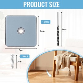 DXLing 16 Pieces Furniture Sliders 50mm Screw On Teflon Feet Furniture Gliders Teflon Screw in Square Easy Gliders Teflon Moving Sliders with Screws Feet Protector for Tiled Laminate Hardwood Floors