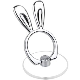 Rabbit Phone Ring Holder - EI Sonador Clear Cell Phone Ring Holder Transparent Stand Finger Grip (2 Silver Rabbit)
