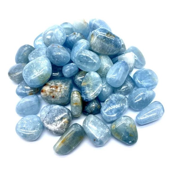 CRIGEMA 2pcs Tumbled Stone Cut Crystal Therapy Reiki Meditation 20-25mm (Light Blue)