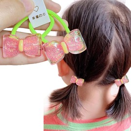 Wenlly 5 pairs set multicolor bow hair ties, double headed elastic ponytail holders, sweet hair scrunchies, hair accessories