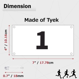 Azarxis Running Bib Competitor Numbers with Safety Pins, Tyvek Tearproof Waterproof 4" x 7" for Marathon Races Events (1-100)