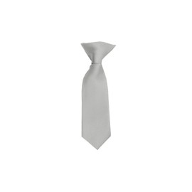 Romario Manzini Solid Color Boy's 8" Clip On Tie (Silver)