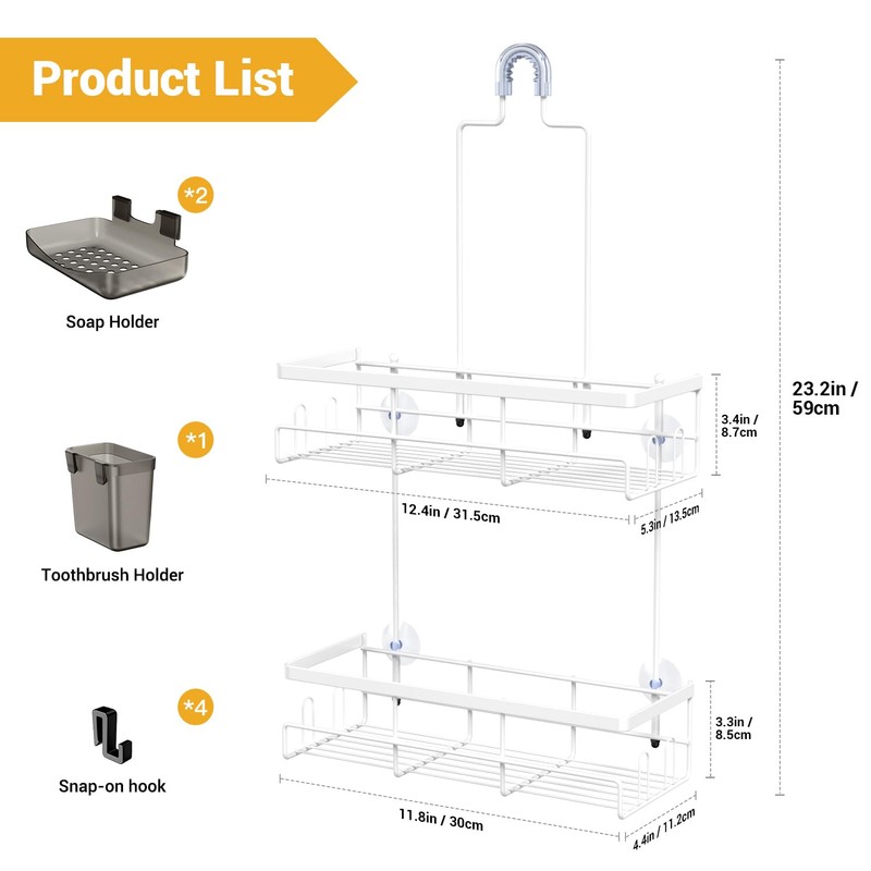 AKTECKE Shower Caddy Hanging Bathroom Organizer: Rustproof Shelf for Inside