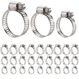 WHYCNJL Pack of 30 Hose Clamps Stainless Steel 304 Metal Hose Ties Adjustable Hose Clamp Suitable for Gas Hoses Water Tanks Automotive Hoses 10-16 mm 13-19 mm 16-25 mm