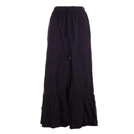 Vishes Alternative Clothing - Women's Floor Length Skirt Cotton A-line Casual Elastic Waist with Pockets, black