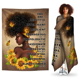 JZO African American Blanket for Women Black Girl Magic Throw Blanket Soft Cozy Fleece Blanket for Bed Chair Car Sofa Couch Bedroom 80"X60"