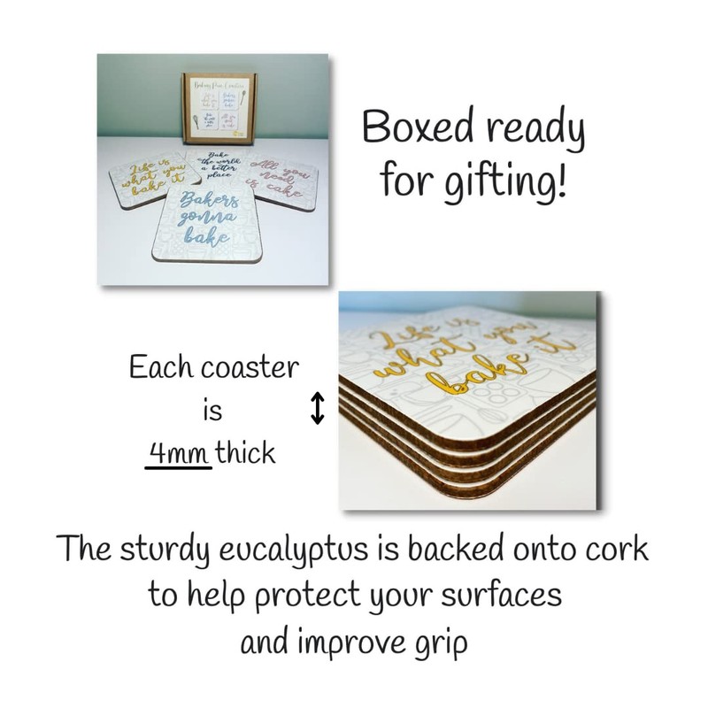 Crumbs by Collette Baking Pun Coasters - Boxed Gift Set