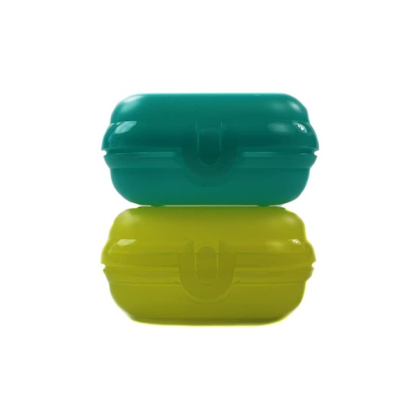 Tupperware To Go Mini-Twin Lunch Box Light Turquoise and Yellow Size 1
