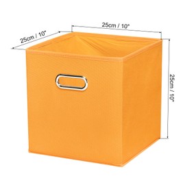 PATIKIL Foldable Storage Cube Bins, Fabric Storage Bins Cube Organizer with Handle for Home Bedroom Shelf Closet Organization, Orange (10"x10"x10")
