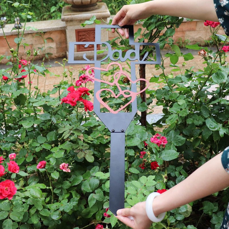 Extra Large Metal Cross Garden Stake for Dad, Cemetery Memorial