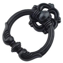 MuDuJia 10-Pack Antique Black Vintage Look Drawer Pulls 2.2" Diameter Single Drop Pull Ring Handles for Bar Cabinet Bathroom Cabinet Dresser (10, 2" Antique Black)