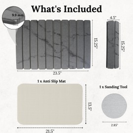 Rollable Stone Dish Drying Mat for Kitchen Counter 23.6”x 15.3” – Stain-Concealing Surface Quick-Dry Absorbent Diatomaceous Earth - Bathroom & Kitchen Mat for Dishes & Bottle Cups