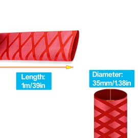 Heat Shrink Wrap Tubing Sleeve for Fishing Rod Grip Handle Cork X-Tube with Skid Resistant and Insulation Red (Diameter 35mm, Length 39in)