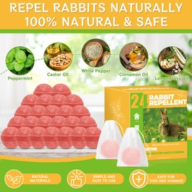 YJOO 24PCS Deer Rabbit Repellent - Natural Peppermint Oil Deer Repellent for Garden Lawn Yard, Rabbit Repellant Keep from Eating Plants Flowers, for Kids and Pet Safe