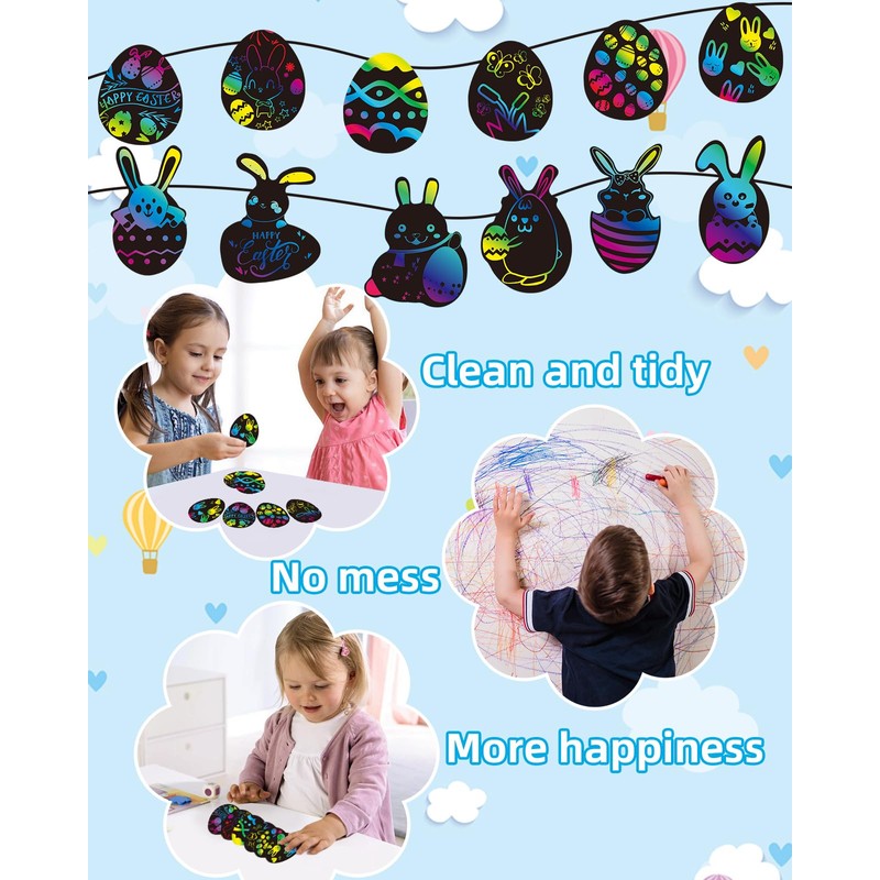 Easter Scratch Art Egg Decorations Papers 30 Pcs - Easter