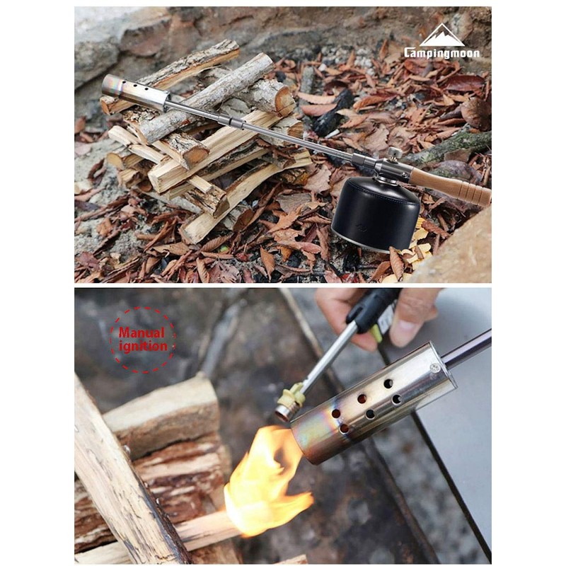 CAMPINGMOON Camping Grill Torch Dual Fuel Head Flame Adjustable for