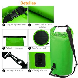 Archy Mochila Bolsa Seca 10 Litros Impermeable Contra Agua Resistente y Plegable Para Senderismo Pesca Playa Mar Campismo Buceo FS10L (Verde Limon)