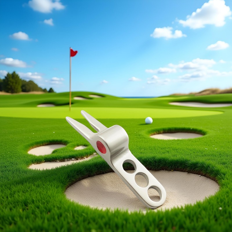 SquarezhenBo Silver Durable Golf Sports Ball Fork Pivot Divot Repair