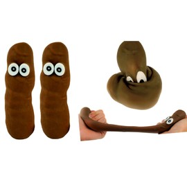 JA-RU Stretchy Poopster Sensory Toys (2 Pack) Stress Relief Toys | Fidget Toys for Kids and Adults. Autism Toys & Party Favors. Like The Stretchy Banana But Poo. Plus 1 Bouncy Ball. 6448-2p