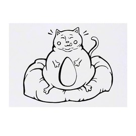 'Fat Cat on Pillow' Temporary Tattoo - Water Resistant, Skin-Safe, Non-Toxic Transfer (TO00073603)