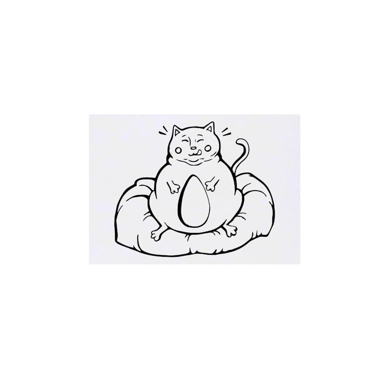 'Fat Cat on Pillow' Temporary Tattoo - Water Resistant, Skin-Safe,