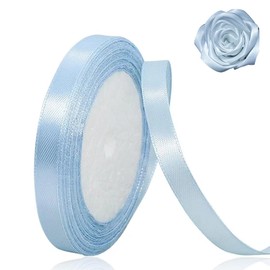 Light Blue Ribbon 3/8 inch x 25 Yards,Baby Blue Satin Ribbon Solid Color Fabric Ribbon for Gift Wrapping, Crafting, Wedding Party, Christmas, Hair Bows, Floral Bouquets, Anniversaries，Baby Showers