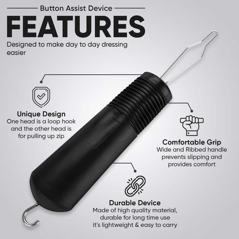 Button Hook and Zipper Pull by HEALUA - One Handed