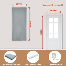 Jilron Adhesive Curtain,100% Blackout Curtains, No Drilling, Suitable for Multi-Scenes Privacy Protection (Light Gray - W35 × L80 in)