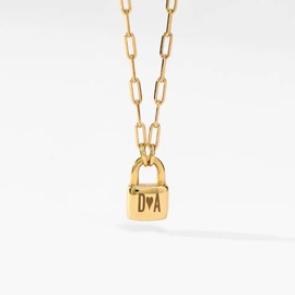 OAK & LUNA - Perosnalized Initial Lock Necklace with Diamond Option (WTF - 18k Gold Plating, Available Initials)