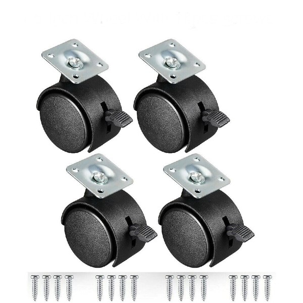 Multibao 4xPcs 1.5 Inch Castor Wheel Swivel Caster Plate Mounted