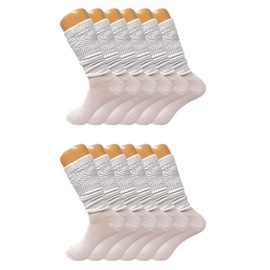 AWS/American Made 12 Pairs Slouch Scrunch Knee High Socks for Women Shoe Size 5 to 10 (White)