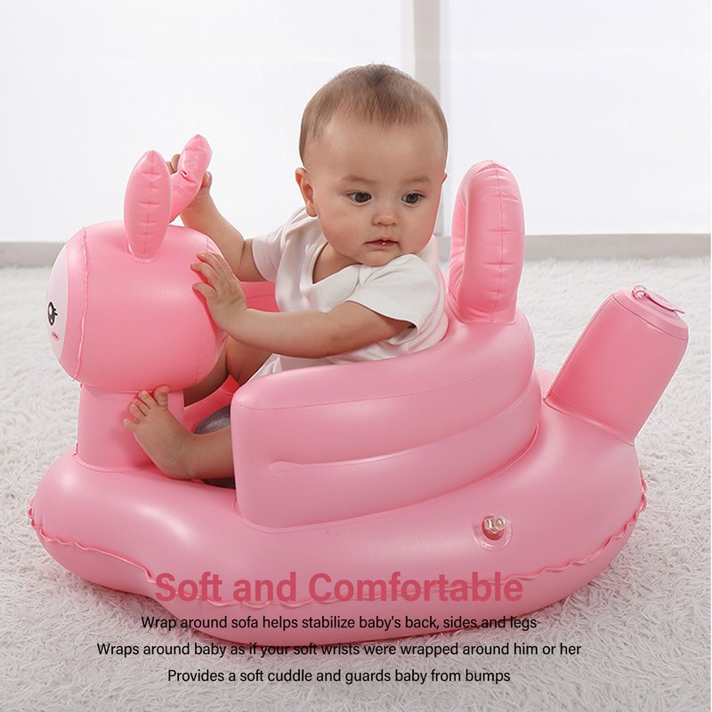 Inflatable Baby Chair Built in Air Pump Soft Cartoon Rabbit