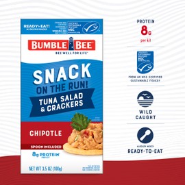 Bumble Bee Snack On The Run Chipotle Tuna Salad with Crackers Kit (Pack of 12) - Ready to Eat Protein Snack Pack - 8g Protein per Box - Wild Caught MSC Certified Tuna