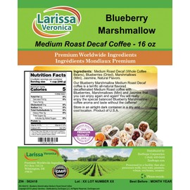Blueberry Marshmallow Medium Roast Decaf Coffee (Gourmet, Naturally Flavored, Whole Coffee Beans) (16 oz, ZIN: 562418) - 3 Pack