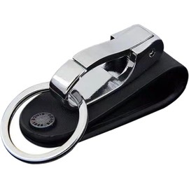 NIIIYTYB - Llavero de piel para cinturón para hombre, clips de llavero con llavero desmontable, soporte de llave resistente para cinturón, llavero para cinturón para fácil acceso y seguridad, Negro -, Medium