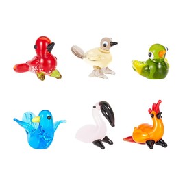 AHANDMAKER Pack of 6 Small Glass Bird Figures, 6 Styles Birds Ornament for Table Home Decoration, Glass Paper Weights Display Miniature for Anniversary Birthday Wedding Gift