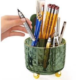 Vikmyer Desk Pencil Holder, 360 Degree Rotating Pen Holder for Desk, Desktop Storage, Stationery and Accessories for Office, School, Home, Art Supply (Dark Green)
