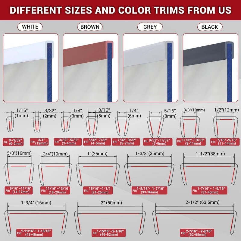 Rubber Edge Trim, 5/16" Self Adhesive Flexible U Channel Edge