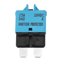 ECSiNG 15A Blade Fuse Circuit Breaker with Manual Reset Function for Automotive, Truck, Boats & More - 1-28V 15A Plastic Chassis Mount Standard Manual Reset