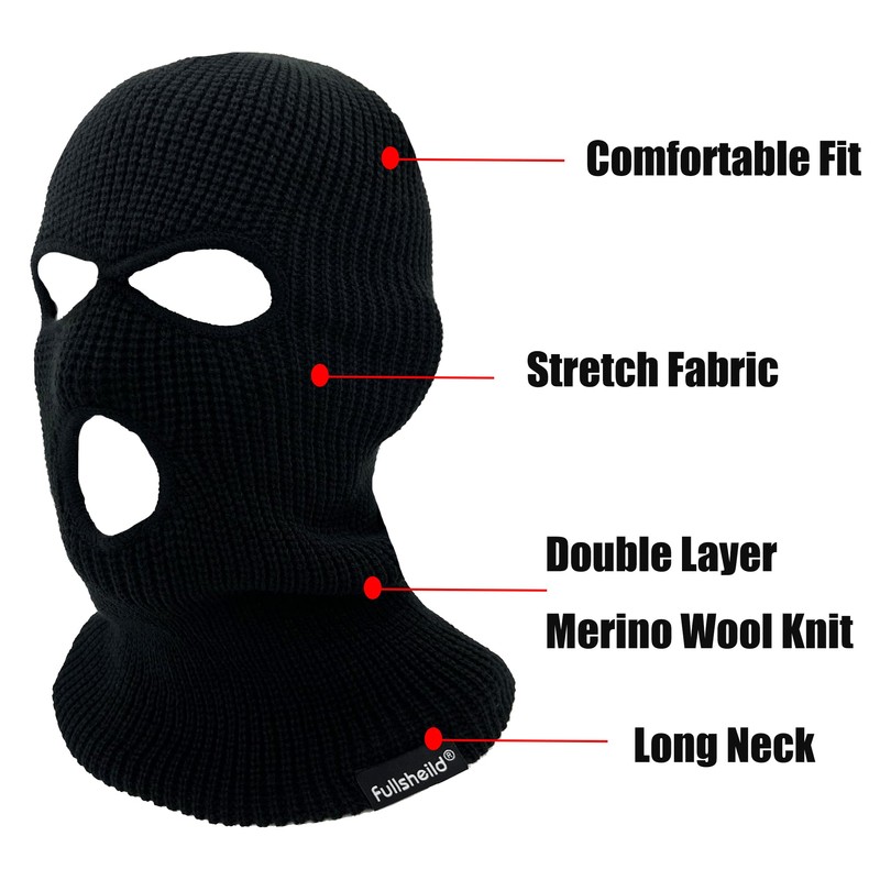 3 Hole Ski Mask for Men Women Winter Wool Balaclava