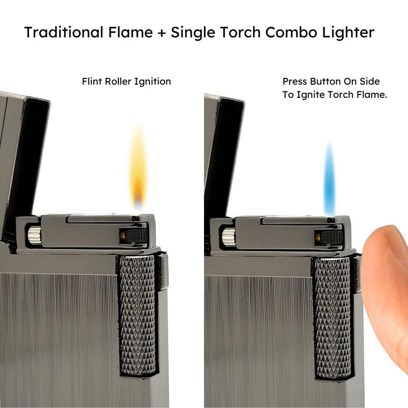 Visol Hubbard Traditional and Torch Flame Refillable Gas Lighter, Flint