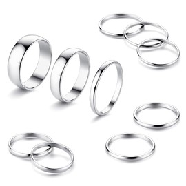 MILACOLATO 8-10 Pcs Knuckle Rings Set Stainless Steel Ring Simple Smooth Finger Stackable Rings Set for Women Plain Band Rings S3
