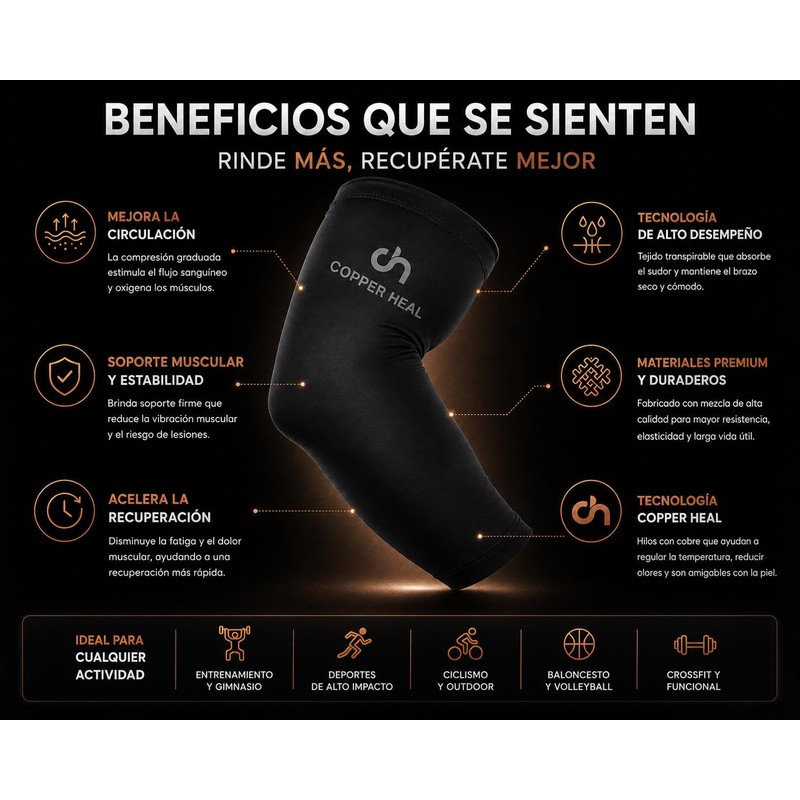 Funda de Compresión de Cobre para Codo, Codera de Alta