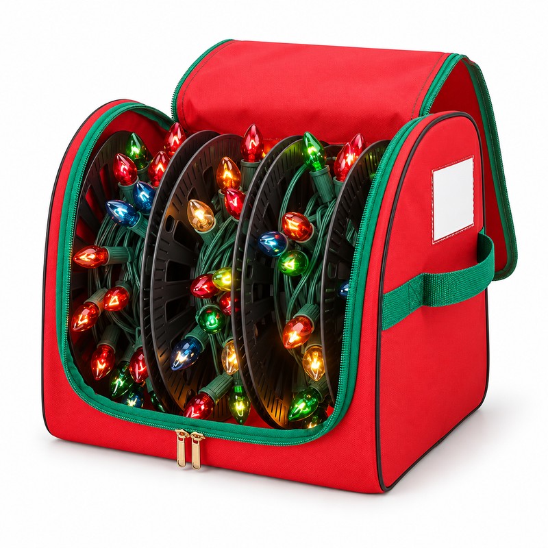 Christmas Lights Storage Bag with U-Shaped Zipper, Oxford Fabric Holiday