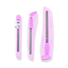 Cute Utility Knife Box Cutters Set - Retractable 3 Sizes Small/Medium/Large - Kawaii Design with Textured Grip - Multi-Purpose Cutter for Paper, Craft, Box Opener (Kuormi)