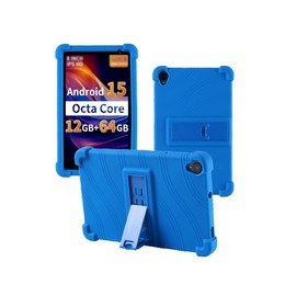 Case for Topsand M8 2025 Android 15 Tablet 8 inch，WUNIAK Shock Proof Lightweight Stand Rubber Shell Protective Cover,Kids Friendly Soft Silicone Adjustable Stand Cover，Blue