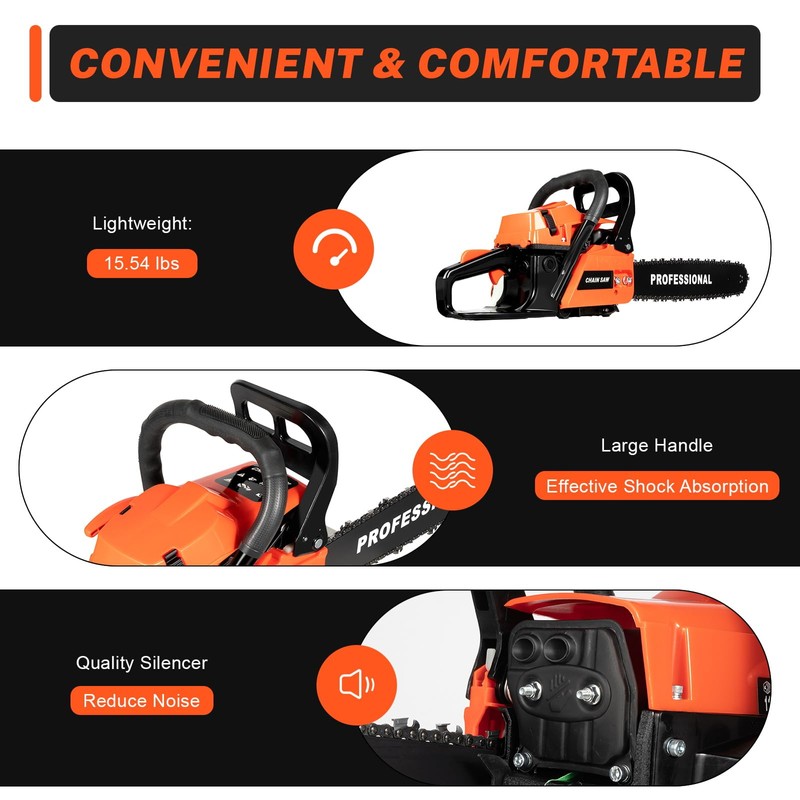 RustyVioum 58CC Gas Chainsaw, 20 Inch Gasoline Powered Chain Saw