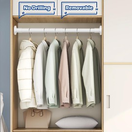 2Pcs Small Curtain Rod No Drilling 18 to 28 Inch White Curtain Rod Spring Tension Rods 7/8" Strong Spring Curtain Rods for Windows, Bathroom,Doorway, Door