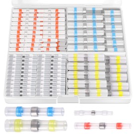 140PCS Waterproof Solder Seal Wire Connectors AWG 26-10 Kit, Heat Shrink Butt Connectors Terminals Solder Sleeve Wire Splice Connector for Marine Boat Wire Joint